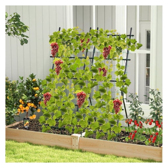 74 Inch Garden Trellis for Climbing Plants, A-Frame Plant Support for Vegetables, Flowers, Grapes, Tomatoes, Cucumbers - Heavy Duty PE Coated Metal Trellis with Netting & Ties