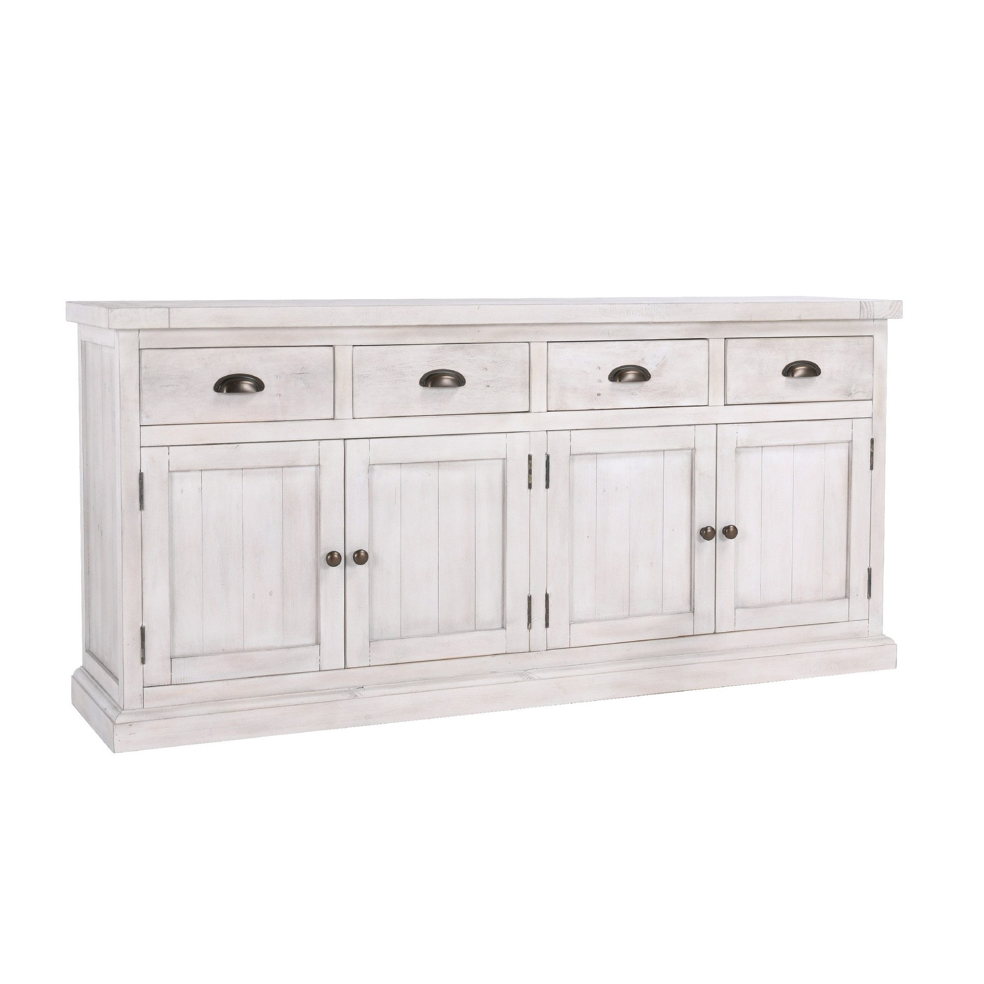 74 Inch Rustic Wood Sideboard Buffet Console Drawers, Ivory
