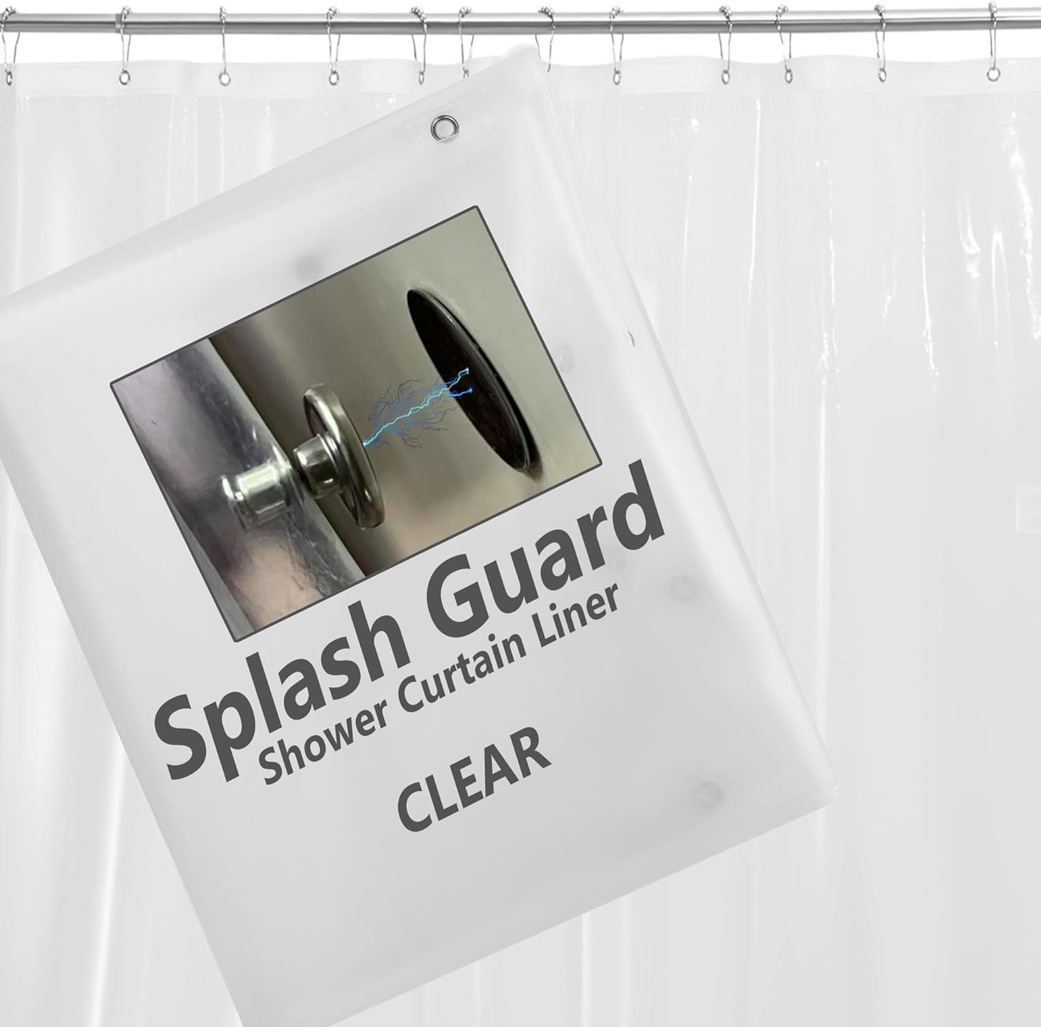 74 Inch Shower Curtain Liner with Side Magnets Kit Closed to Wall for ...