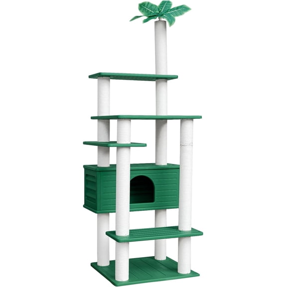 74 Inches Tall Outdoor Weatherproof Cat Tower, Multi-Level Cat Tree, Large Cat Condo with PVC Board and Cat Scratching Posts, for Outside and Indoor Cat Houses