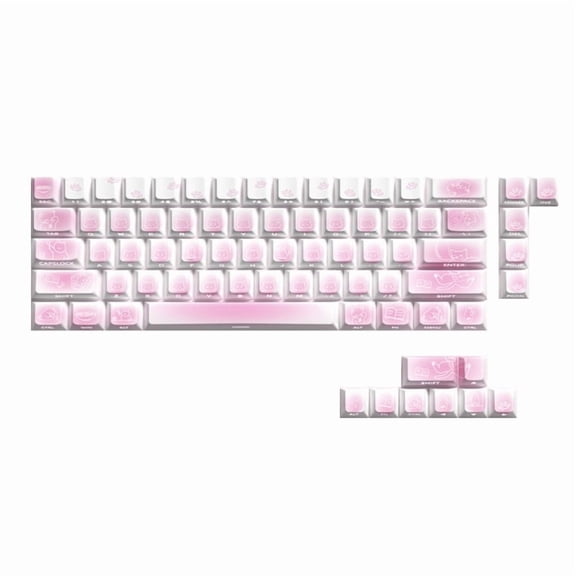 74-Key Keycaps Cat Themed Side Engraved Translucent Keycap Enhances Nighttime Use For Various Mechanical Keyboards