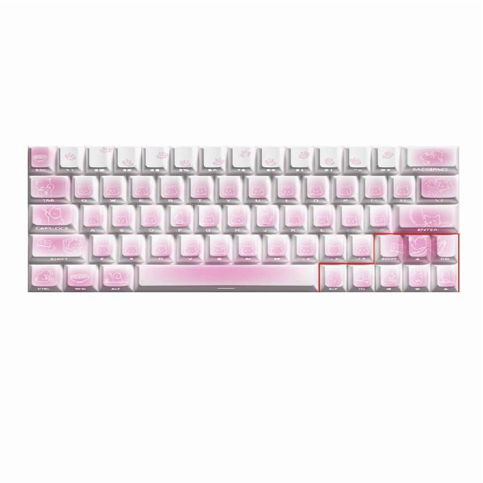 74-Key Keycaps Kitten Themed Side Printed Translucent Keycap Enhances Nighttime Use For Various Mechanical Keyboards