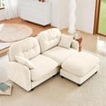 thumbnail image 1 of 74" L-Shaped Oversized Chenille Modular Sectional Loveseat Sofa with 1 Ottoman, High-Density Foam Cushions, Tufted Pleated Cushion Backrest, 2-Seater Couch with 2 Pillow, for Living Room, Beige, 1 of 7
