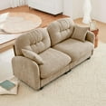 thumbnail image 1 of 74" Oversized Chenille Modular Sectional Loveseat Sofa with High-Density Foam Cushions and Tufted Pleated Cushion Backrest, Upholstered 2-Seater Cloud Couch with 2 Pillow, for Living Room, Camel, 1 of 7