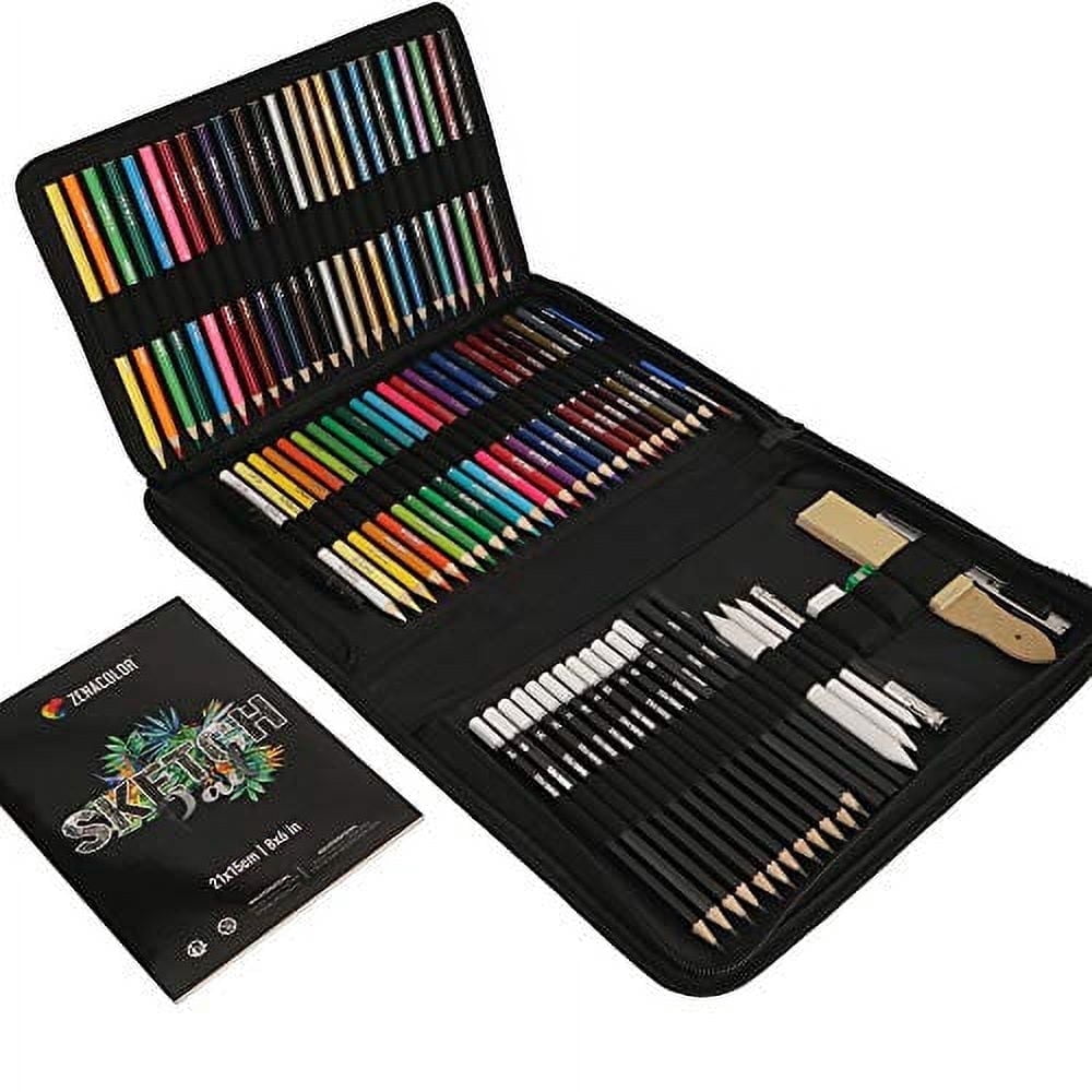 74-Piece Drawing Set - Beginner and Professional, Case with Watercolor ...