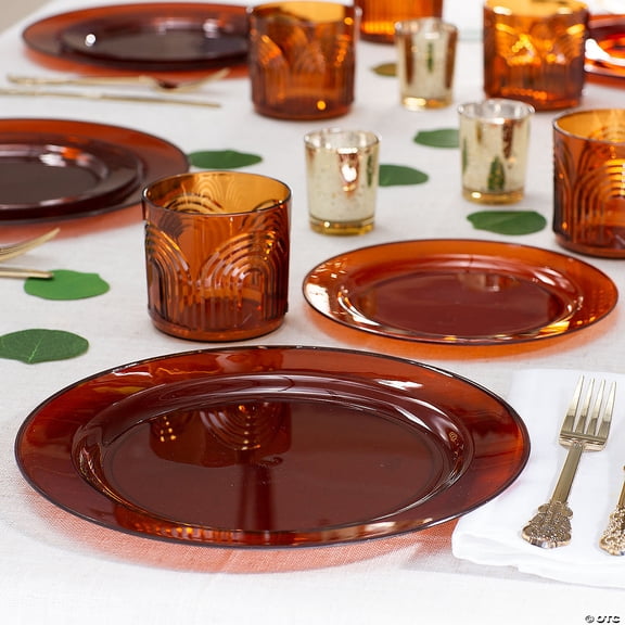 74 Pieces Amber Modern Rainbow Tableware Kit for 24 Guests