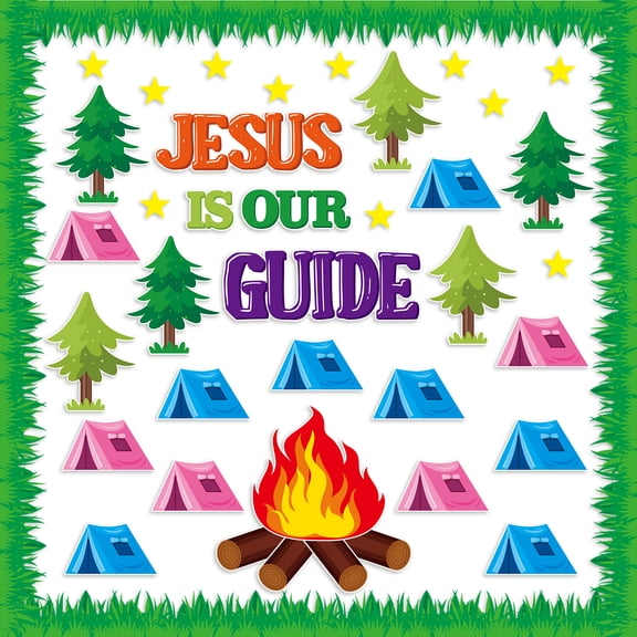 74 Pieces YS Camping Card Strips Decoration for Party Decorations, Alphabet Tree Tent Strips Wooden Stars Set for Camping Theme Party Decor