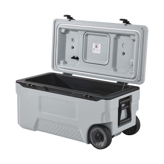 74 QT Portable Cooler, Wheeled Ice Chest 120 Can Capacity