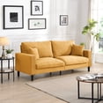 thumbnail image 1 of 74" Upholstered Sofa, Comfy 3 Seat Sofa with Wooden Frame, Modern Corduroy Deep Seat Sofa with Pillows for Living Room, Bedroom, Apartment, Orange, 1 of 9