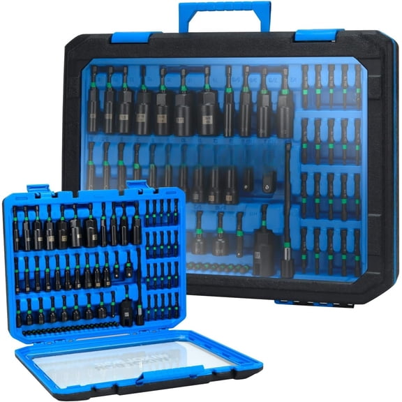 74 count Nut Driver Set, Metric/SAE for Drivers | Cr-V Nut Drivers, S2 Steel Bits, Socket Adapters, Wing Nut Driver, Quick Release Extension and Clear Lid Storage Case for DIY