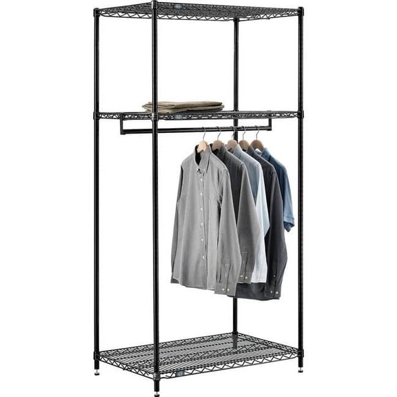 74 x 36 x 24 in. Free Standing 3 Shelf Clothes Rack, Black
