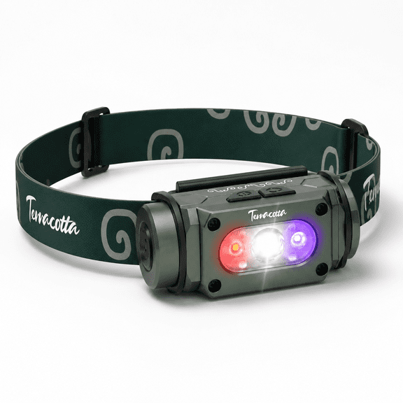 740 Lumen LED Headlamp with UV Red Light for Fishing Camping and Outdoor Use
