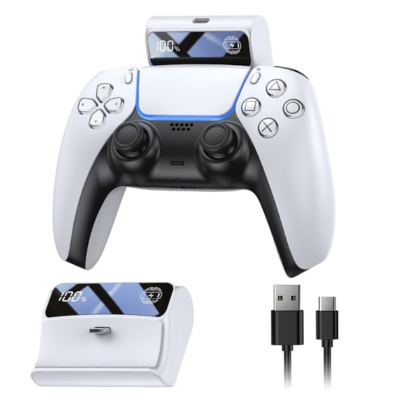 7400mWh Battery Pack for PS5 DualSense Controller, LED Display ...