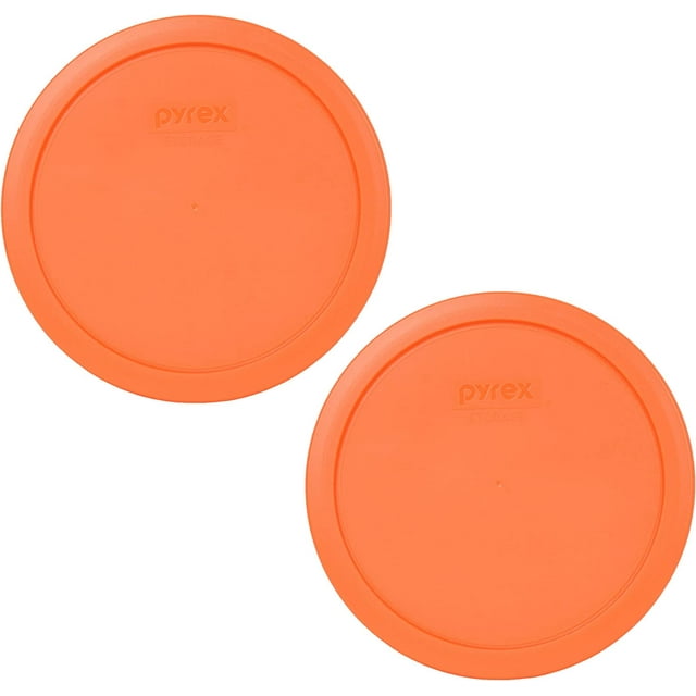 7402PC 6/7 Cup Orange Round Plastic Food Storage Lid 2 Pack