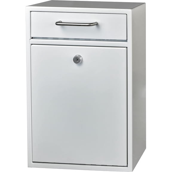 7420 High Security Steel Locking Wall Mounted Mailbox - Office Drop Box Comment Letter Deposit Box, Alpine White