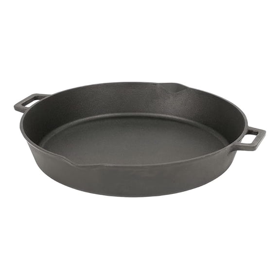 7439 16-in Cast Iron Double-Handled Skillet w/Pour Spouts Features Large Loop Handles Perfect For Breakfast Roast Pan Frying Sauting and Baking