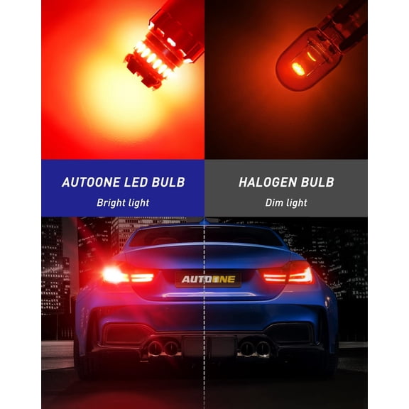 7440 7443 LED Strobe Brake Light Bulb Red,3000LM Flashing Strobe Blinking LED Tail Light Bulbs for T20 W21W 7441 7444 7443R, 700% Brighter Plug and Play Stop Bulbs, Pack of 2