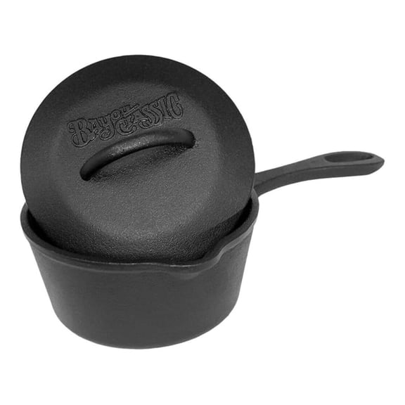 7441 1-qt Covered Cast Iron Sauce Pot Features Self Basting Lid Perfect For Small Portions Reducing Sauces Simmering Soups or Boiling an Egg