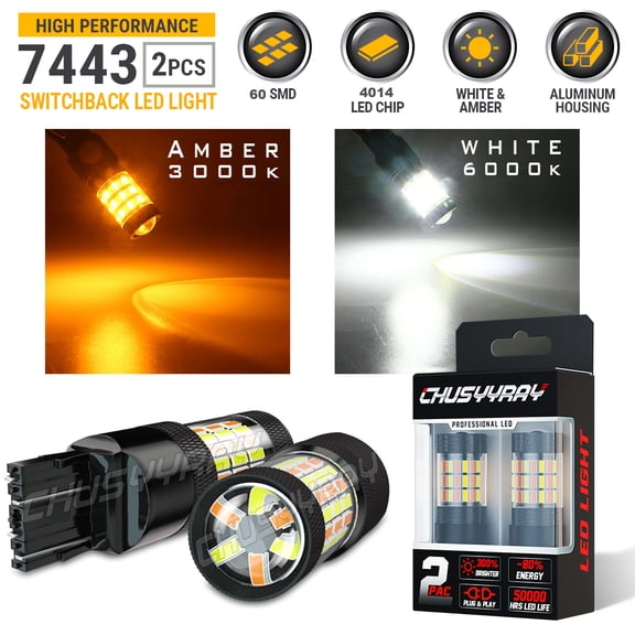 7443 7440 White Amber Switchback Turn Signal/DRL LED Kit For Cadillac Escalade 15-19