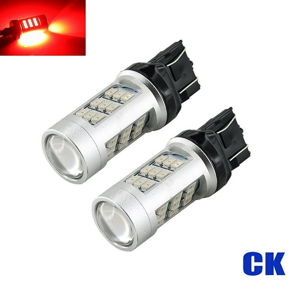 7443 CK Socket Red Stop Brake 2835 Flash Strobe Rear Alert Safety 33-LED Light Bulbs (7443CK, Red)