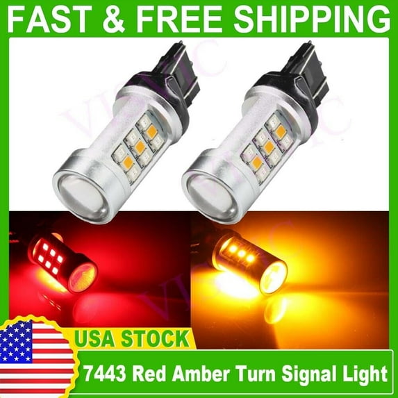 7443 Dual Color Switchback Red-Amber 33-LED DRL Turn Signal Parking Light Bulbs