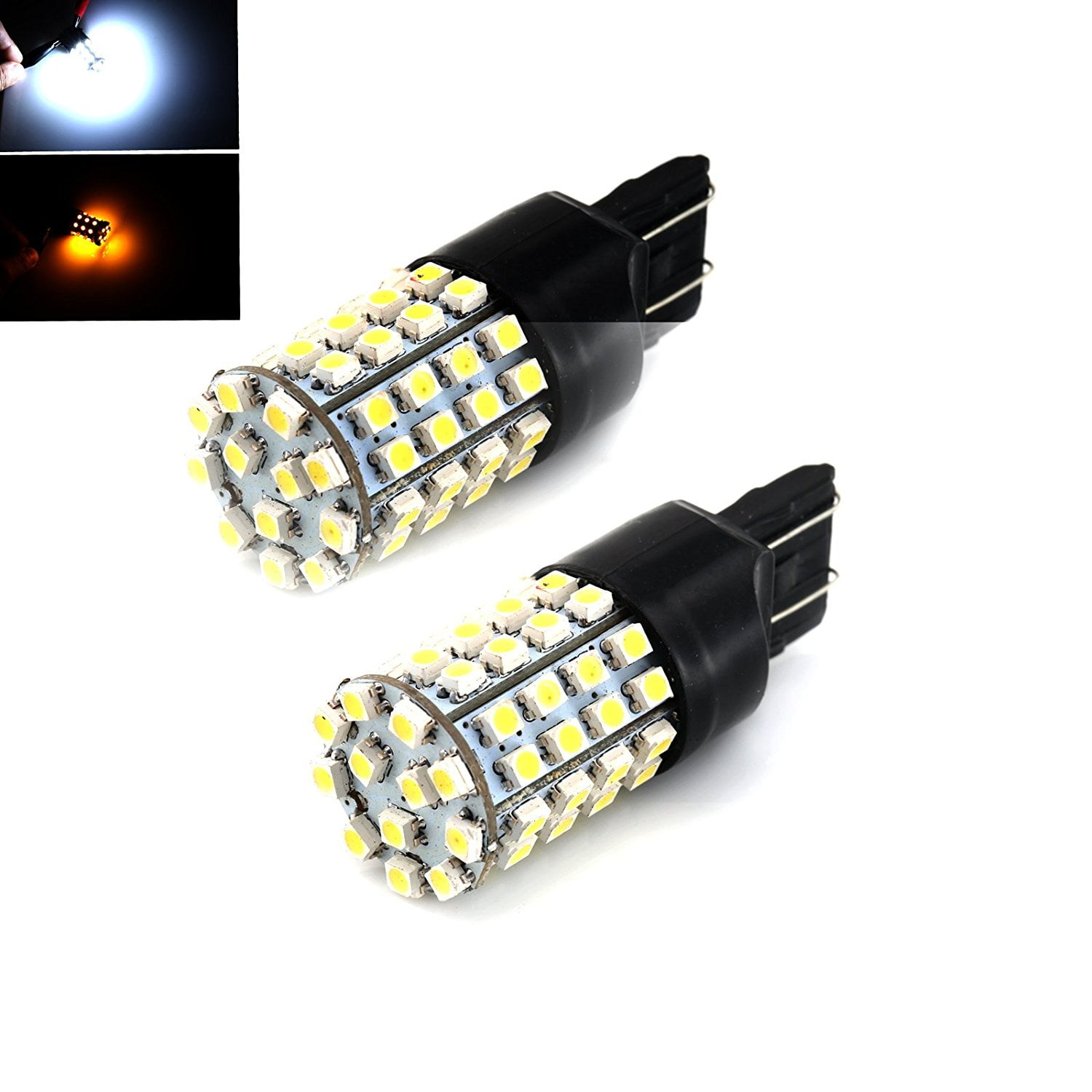 7443 High Power White/Amber Yellow Dual Color 60-LED Switchback Turn ...