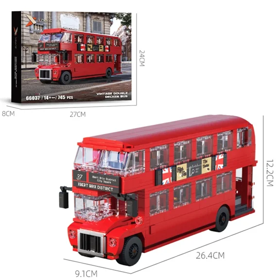 745PCS British Retro Double Decker Bus Building Blocks City Tour Bus Model Bricks Desktop Decoration Puzzle Toys Holiday Gifts