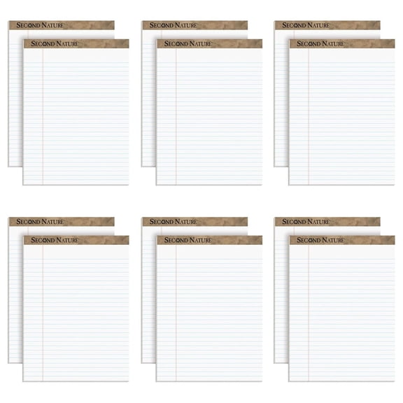 74880 Second Nature Recycled Pads, 8 1/2 x 11 3/4, White, 50 Sheets (Pack of 12)