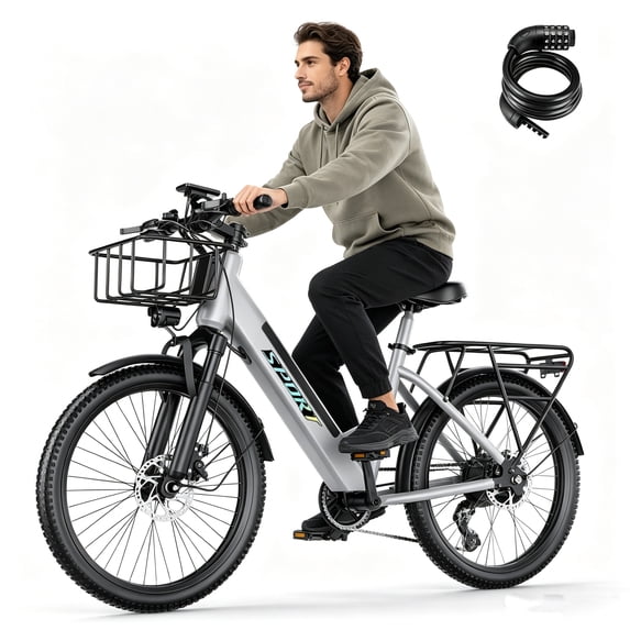 ASKGO 749W rated electric bike for adults teens, 48V 10Ah built-in battery, 35 miles range, 26 in mountain ebike, 7 speeds, step-through, ages 16+, UL2849