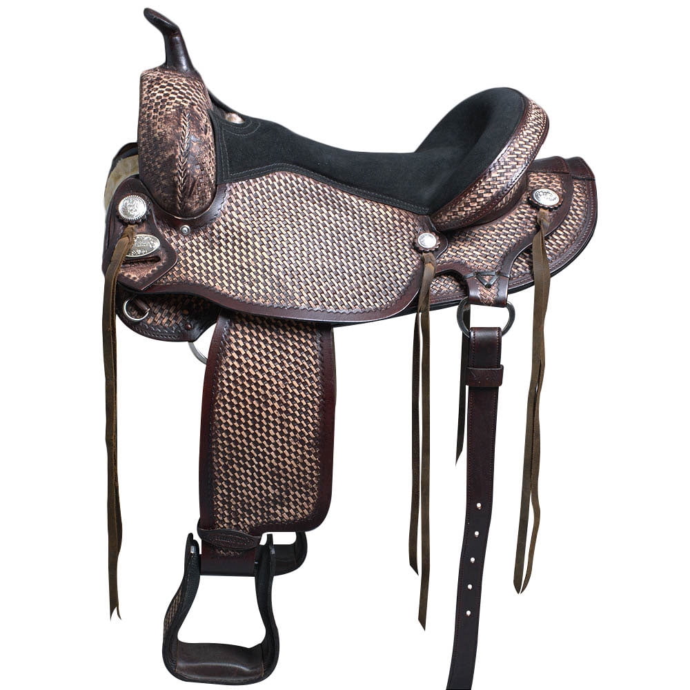 74HS HILASON Flex Tree Western Horse Saddle American Leather Barre