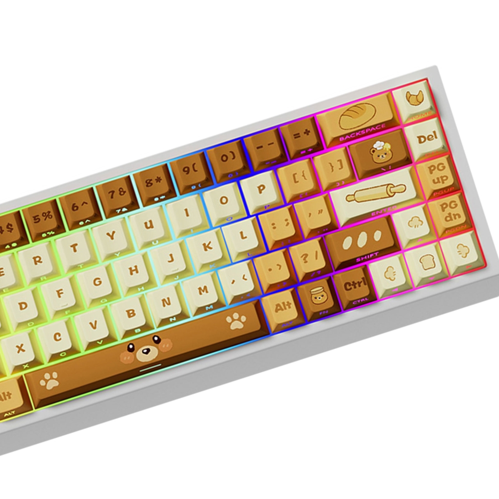 74Key PBTs Backlits Keycaps Bread Bear Design Original Profile Side ...