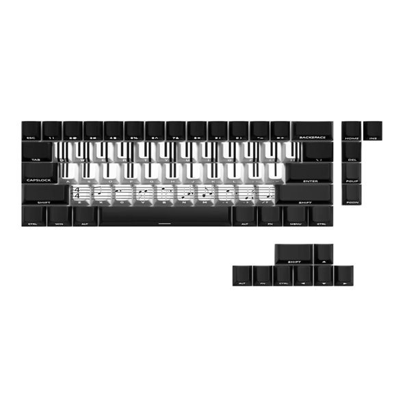 74Keys Keycaps Set Side Print Piano Key Theme Backlit Keycap for 60 61 65 67 68 Mechanical Keyboards