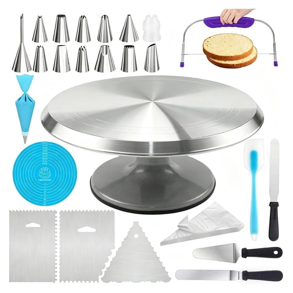 74Pcs Cake Decorating Kit 12 Inch Aluminum Rotating Turntable ...