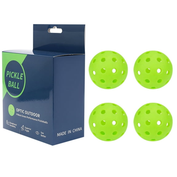 74mm Plastic PE Hard Outdoor Pickleball with 40 Holes for Durable Play - Green