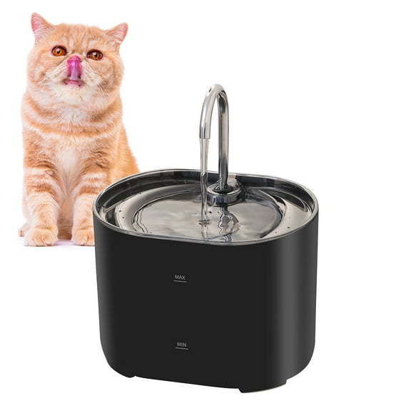 74oz/2.2L Automatic Cat Water Fountain,stainless steel faucet,Ultra-Quiet Pump,Three-Layer Filtration System,Suitable for Cats & Small Dogs Pet Water Dispenser,Black
