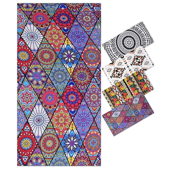 74x36 Inches Oversized Microfiber Beach Towel for Adults Men Women, Extra Large Xl Big Giant Quick Fast Dry Travel Pool Stuff Clearance Tropical Mandala