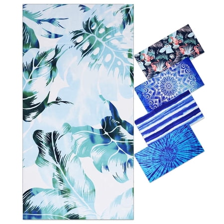 74x36 Inches Oversized Microfiber Beach Towel for Adults Men Women, Extra Large Xl Big Giant Quick Fast Dry Travel Pool Stuff Clearance Tropical Palm