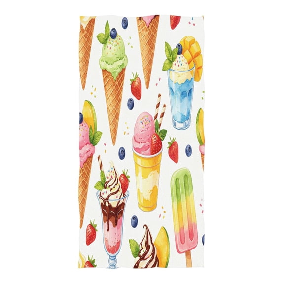 74x37 Inches Beach Towel - Oversized Polyester-cotton Camping Towels for Men/Women, Colorful Ice Cream 1