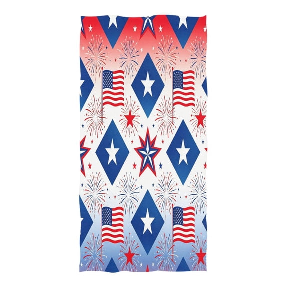 74x37 Inches Beach Towel - Oversized Polyester-cotton Camping Towels for Men/Women, Flag Pattern