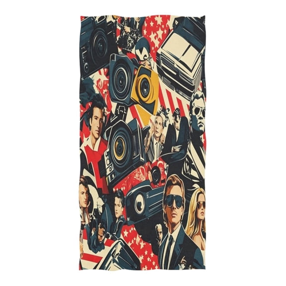 74x37 Inches Beach Towel - Oversized Polyester-cotton Camping Towels for Men/Women, Hollywood Vibes