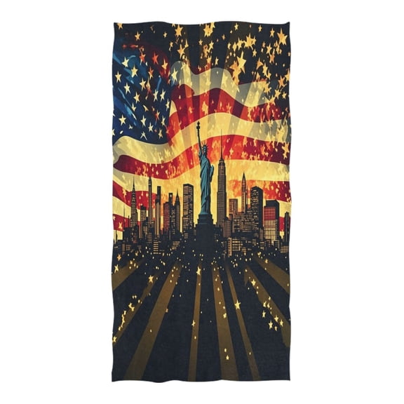 74x37 Inches Beach Towel - Oversized Polyester-cotton Camping Towels for Men/Women, Liberty
