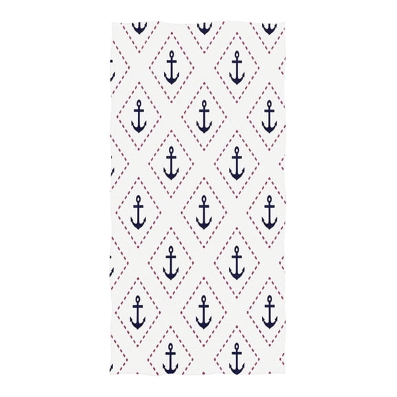74x37 Inches Beach Towel - Oversized Polyester-cotton Camping Towels for Men/Women, Navy-anchor