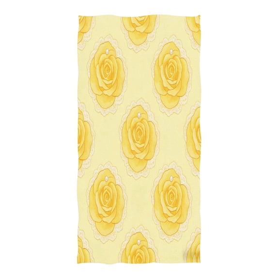 74x37 Inches Beach Towel - Oversized Polyester-cotton Camping Towels for Men/Women, Yellow Rose