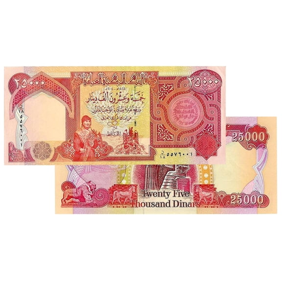75,000 Iraqi Dinar - 25000 x 3 IQD Banknotes - Uncirculated Currency with COA - Collectible Only