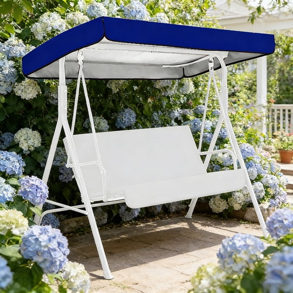 75.2×47.2×9.1in Polyester Swing Canopy Replacement, UV-Resistant Patio Swing Top Cover for Outdoor Garden,Blue