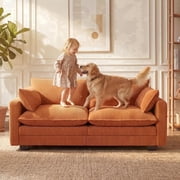 70'' Cloud Loveseat with Washable Cover for Small Space, Noelse Soft Corduroy Couch with 2 Pillows, 2 Seater Modular Sectional Sofa with Deep Comfy Seat Cushion