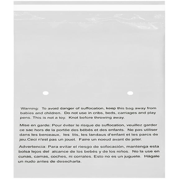 75 24x24 LARGE EcoSwift Self Seal Suffocation Warning Clear Poly Bags 1.5 mil