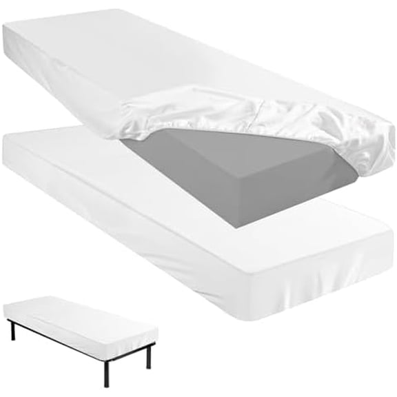 75" x 31"x 9'' Cot Sheet (Sheet Only) Compatible with Narrow Twin Mattress Camp Bunk Beds RVs Microfiber Sheet for Bunk Guest Beds Army Cots Trifold Mattress(White,2 Pack)