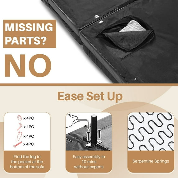 75.39 INCH Futon Sofa Bed, Convertible Folding Futon Couch Recliner Lounge For Living Room With 2 Pillow/Armrest Beige