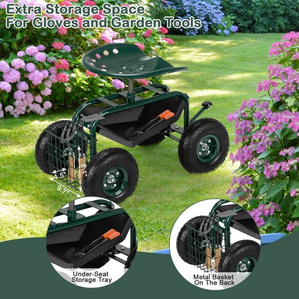 75*45*47cm Iron Short Handle Garden Seat Car